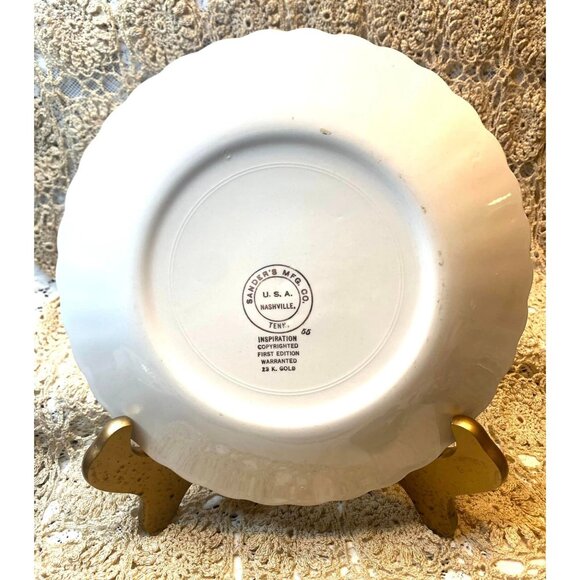 Vintage Sanders Mfg Co 23K Gold Trimmed Jesus Plate - Picture 5 of 5